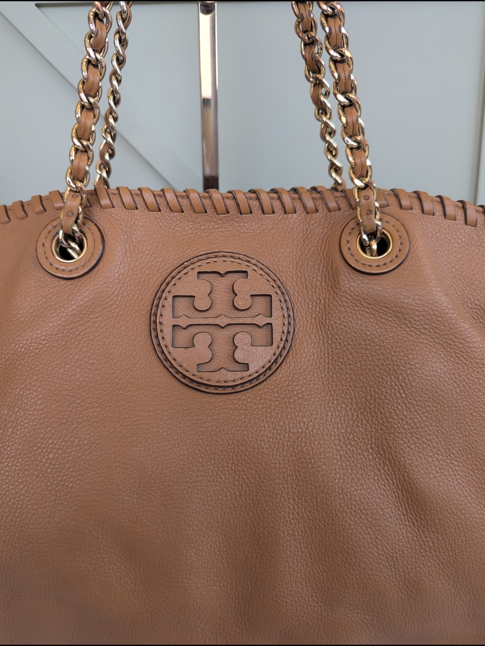 Tory Burch Brown Leather Whipstitch Tote - Picture 3 of 14